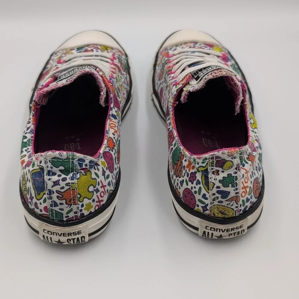Converse All Star Junior Size 5 Cupcake Cats Hearts Print‎ Slip On Shoes